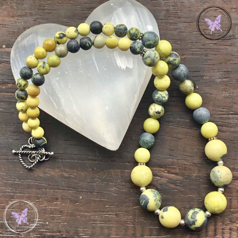 Yellow Turquoise Healing Necklace with Silver Toggle Clasp
